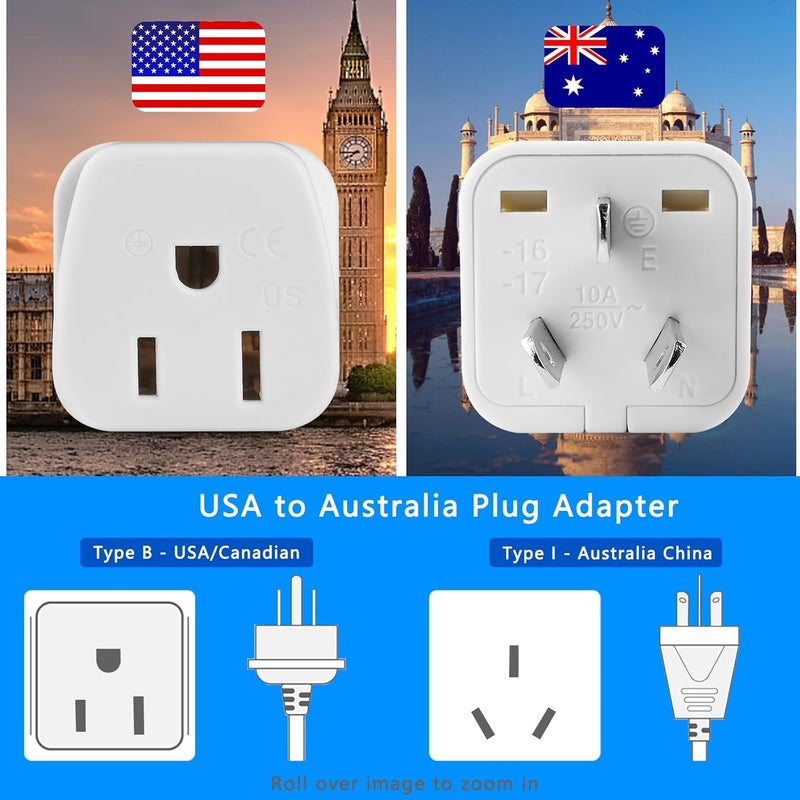 OFOAEEA New Zealand Power Adapter USA to Australia Plug Adapter Australia Travel Adapter US to Argentina Australian,China,Type I Plug Adapter 2Pack - Image 3